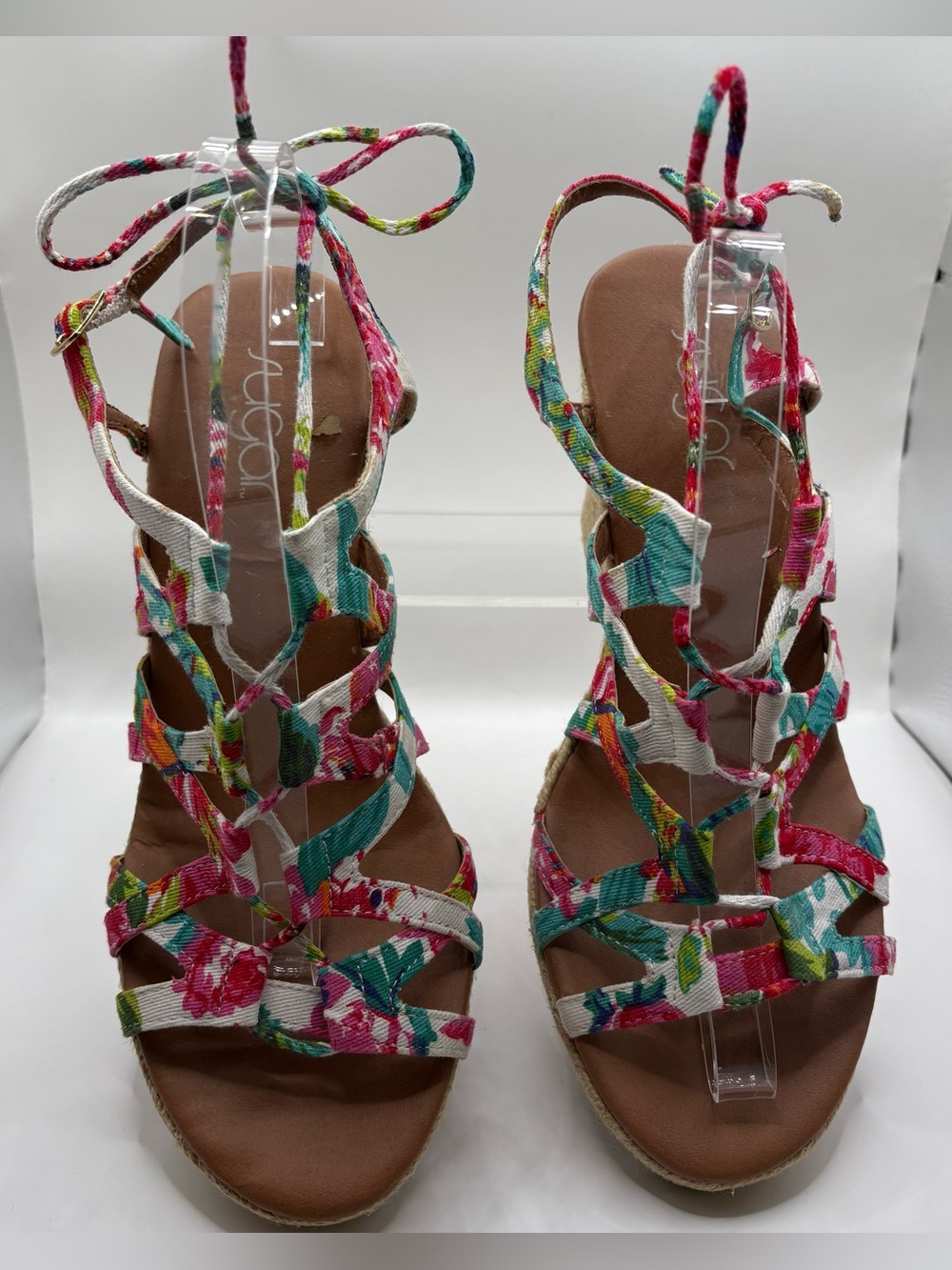 Sugar Floral Print Slide Sandal - Pink, Green, Blue